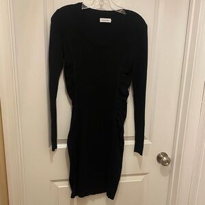 Calvin Klein Black Long-Sleeve Ruched Bodycon Dress
